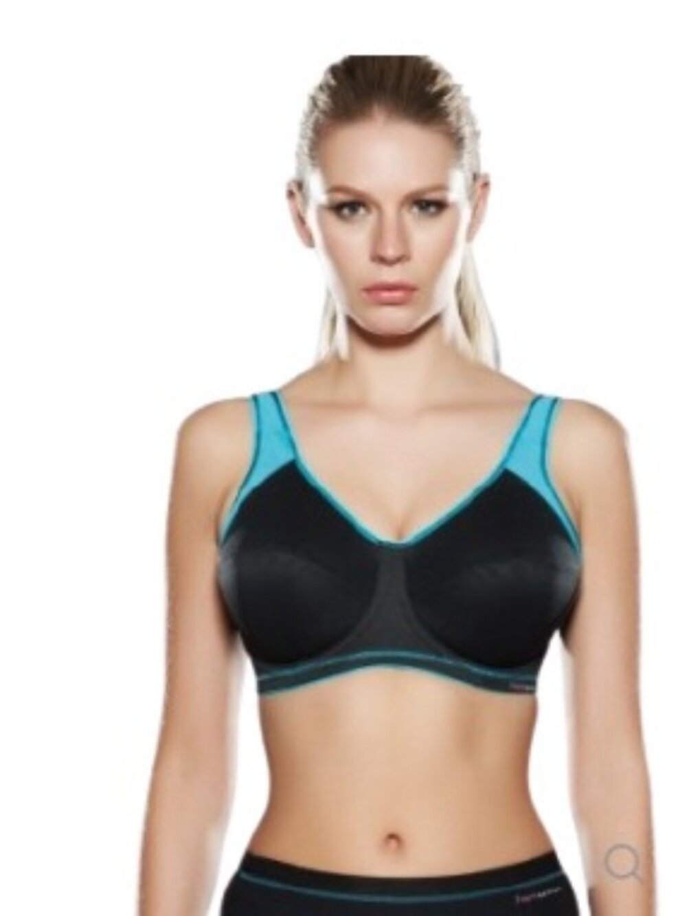 Freya Active Womens Underwire Sports Bra  Colorblock Black Blue CoolMax 30 D New